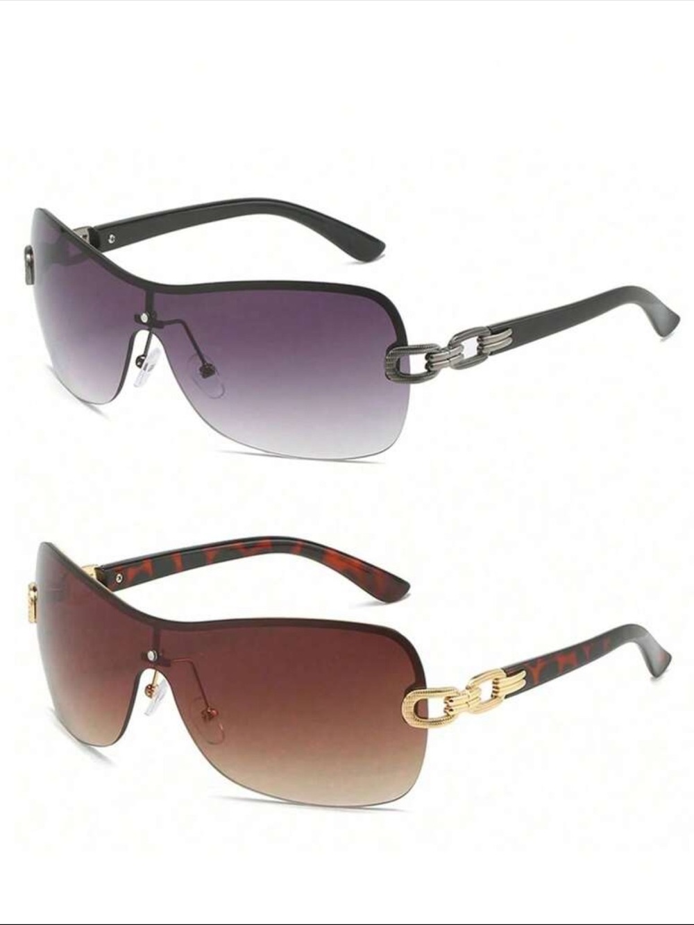Rimless Shield Sunglasses - Gradient Gray & Gradient Brown Lenses
